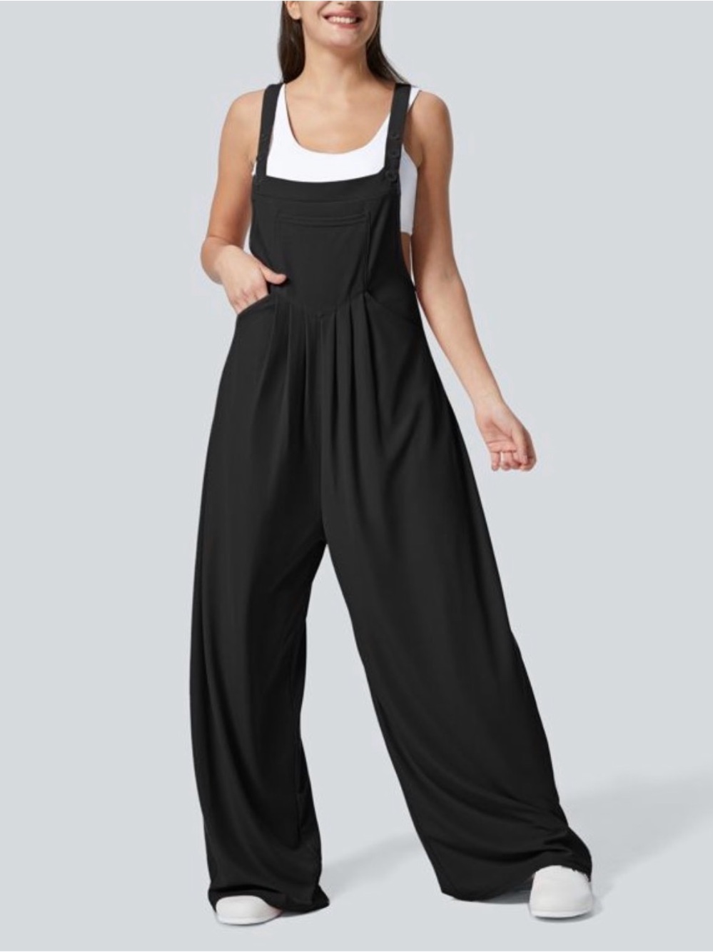 HALARA Black Wide-Leg Overall Jumpsuit - Picture 8 of 10